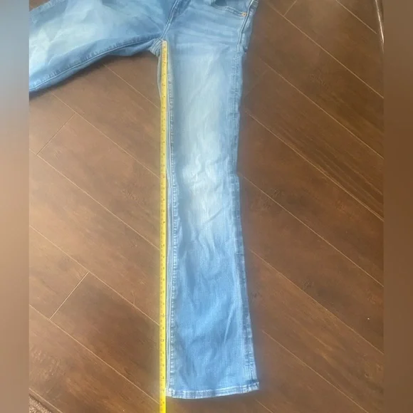 American Eagle Low Rise Bootcut Ripped Blue Jeans Size 0 - Picture 14 of 15